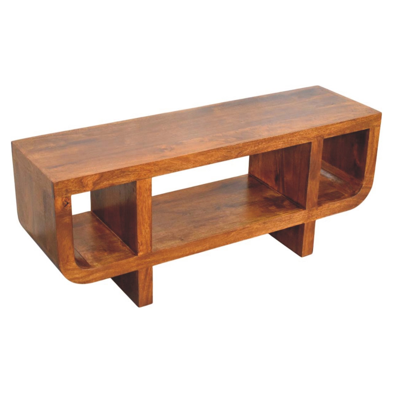 Orion Curved Chestnut Media Unit - Solid Wood TV Stand with Curved Design
