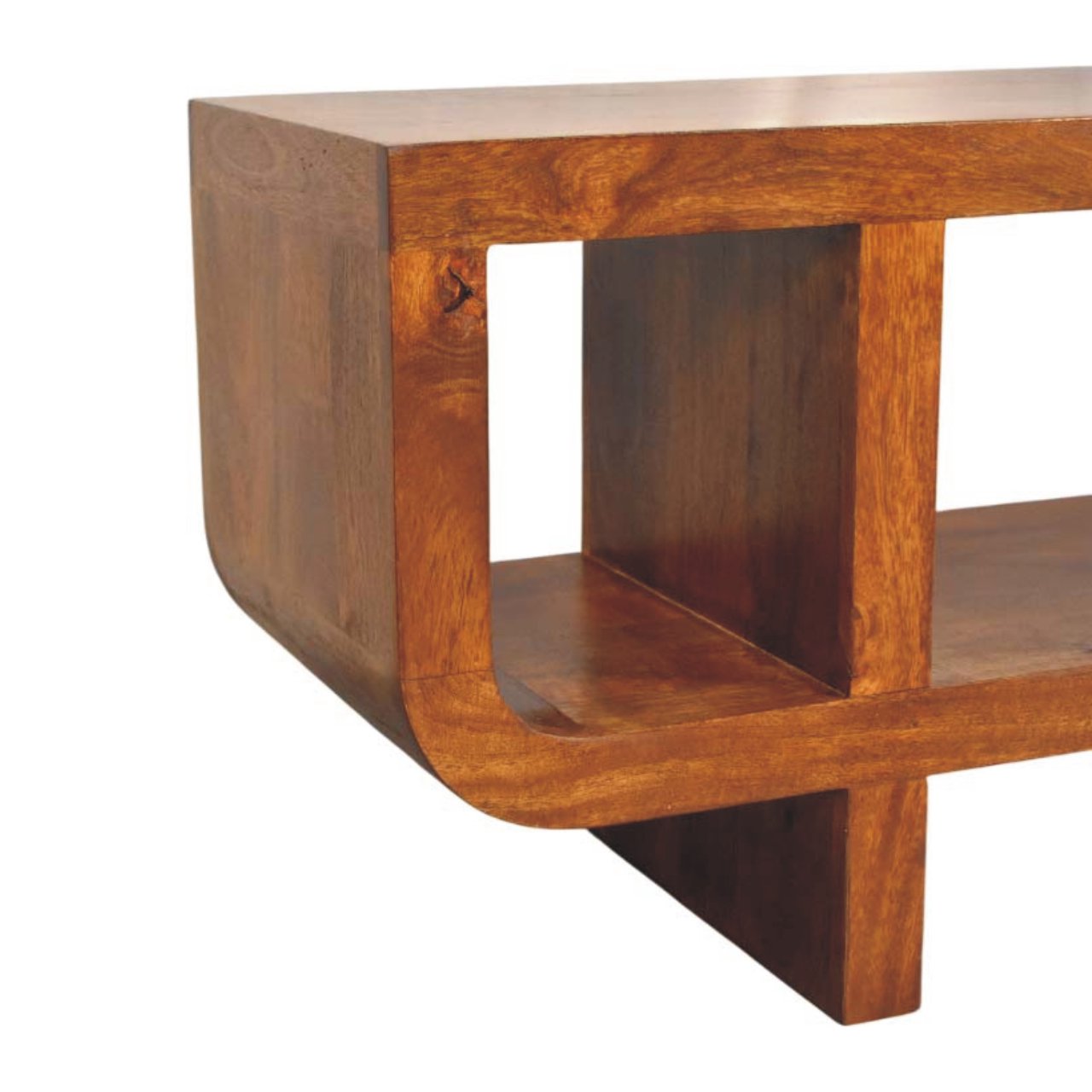 Orion Curved Chestnut Media Unit - Solid Wood TV Stand with Curved Design