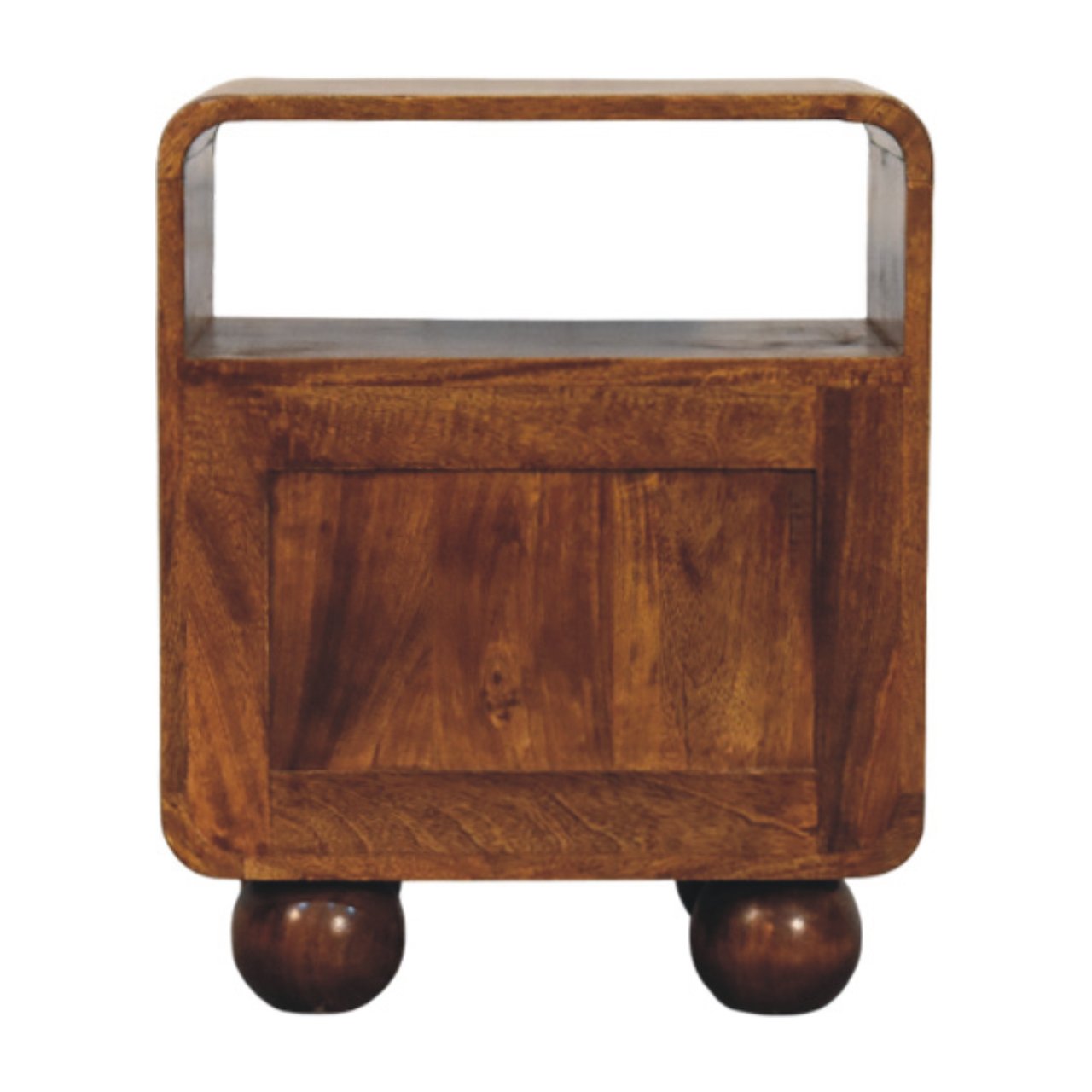 Larissa 2 Drawer Chestnut Nightstand-  Solid Wood Rattan Nightstand with Open Shelf