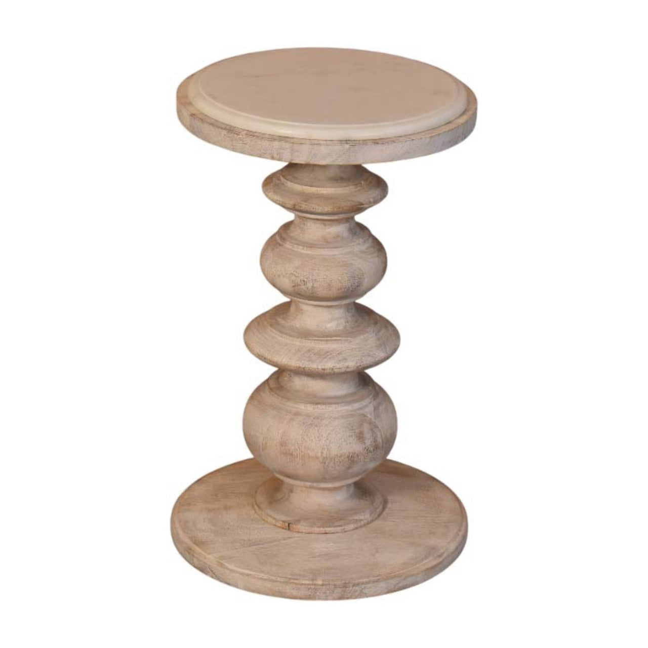 The Bellis Marble Accent Table - Solid Wood End Table