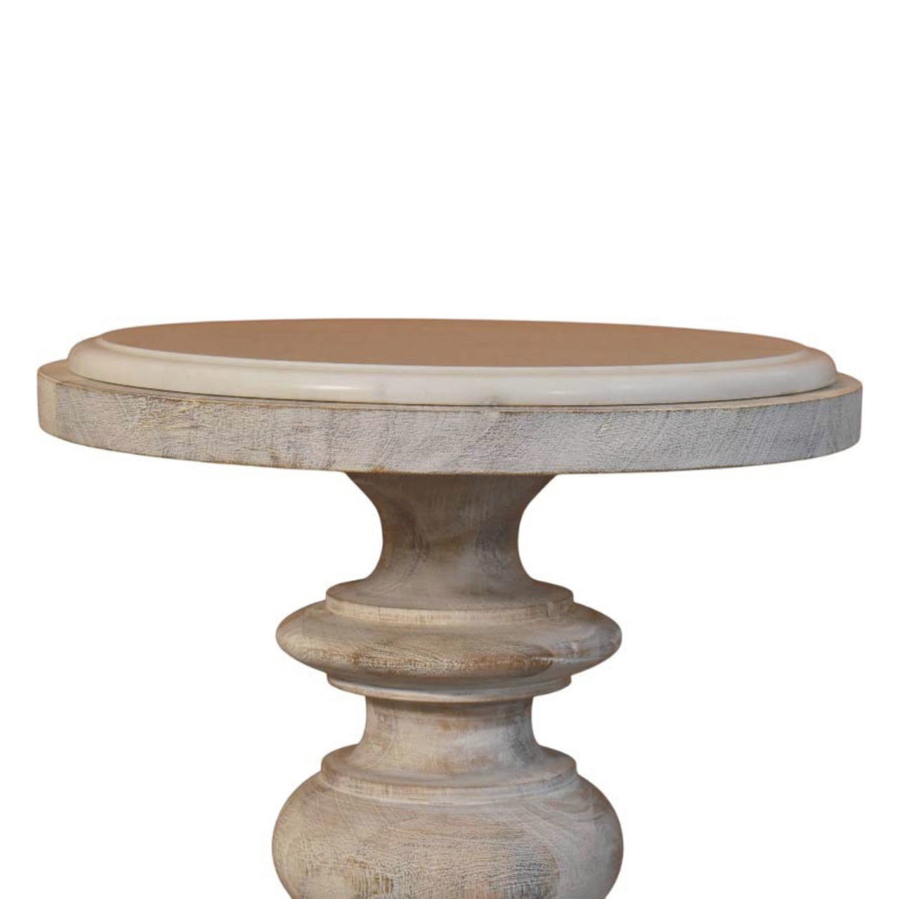 The Bellis Marble Accent Table - Solid Wood End Table