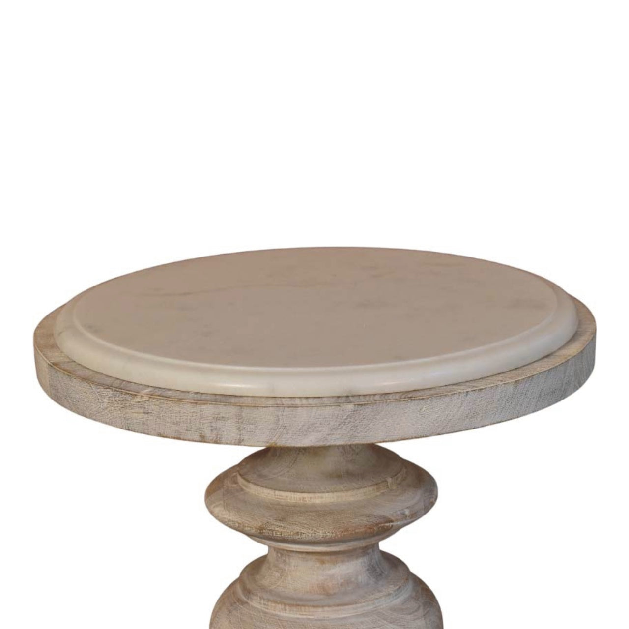 The Bellis Marble Accent Table - Solid Wood End Table