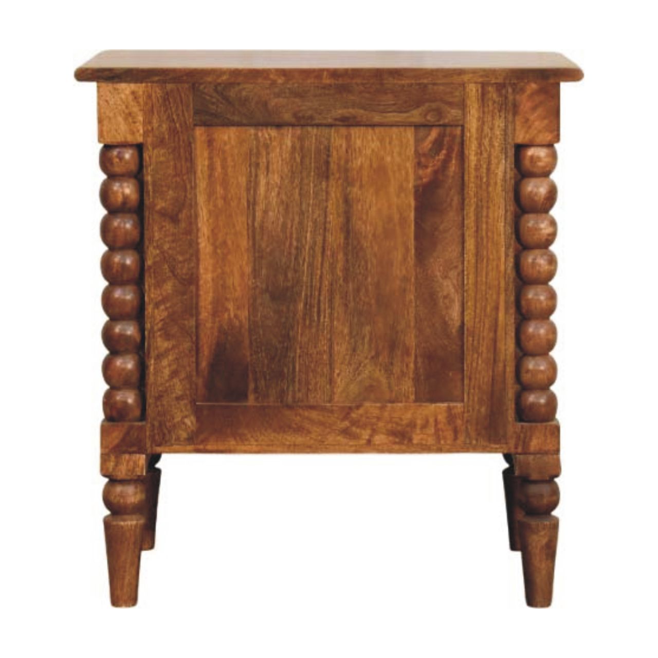 Spindle Leg Amber Oak Nightstand - Solid Mango Wood Bedside Table in Amber Oak