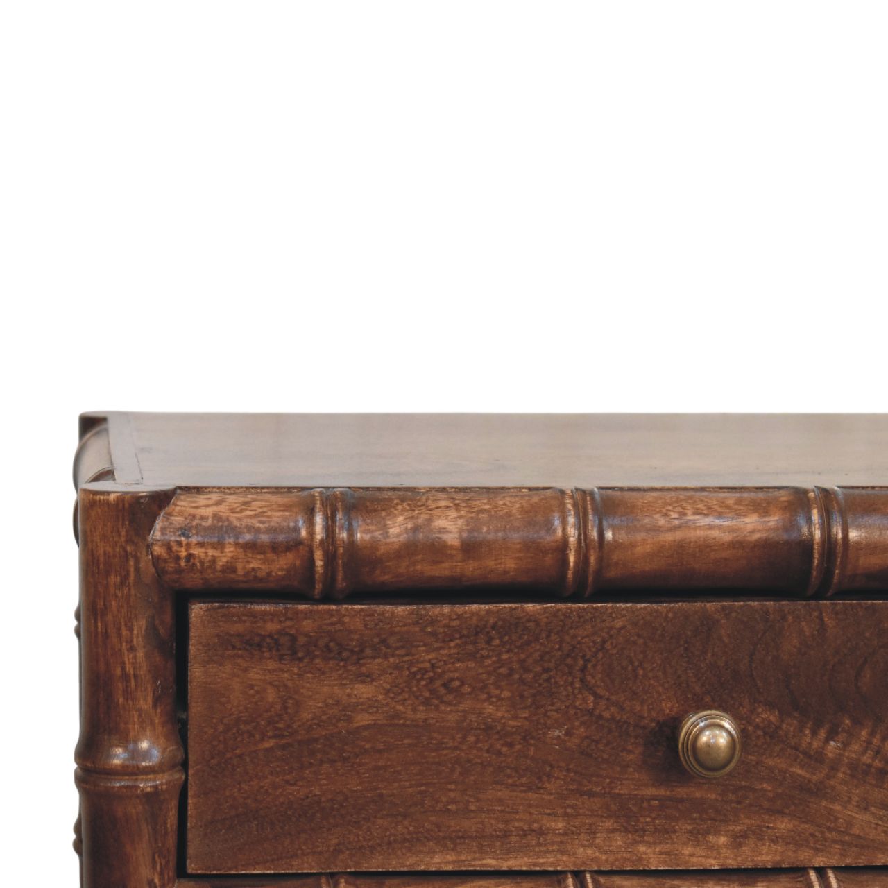 Bamboo Frame Nightstand in Roasted Almond - 2 Drawer with Turned Legs