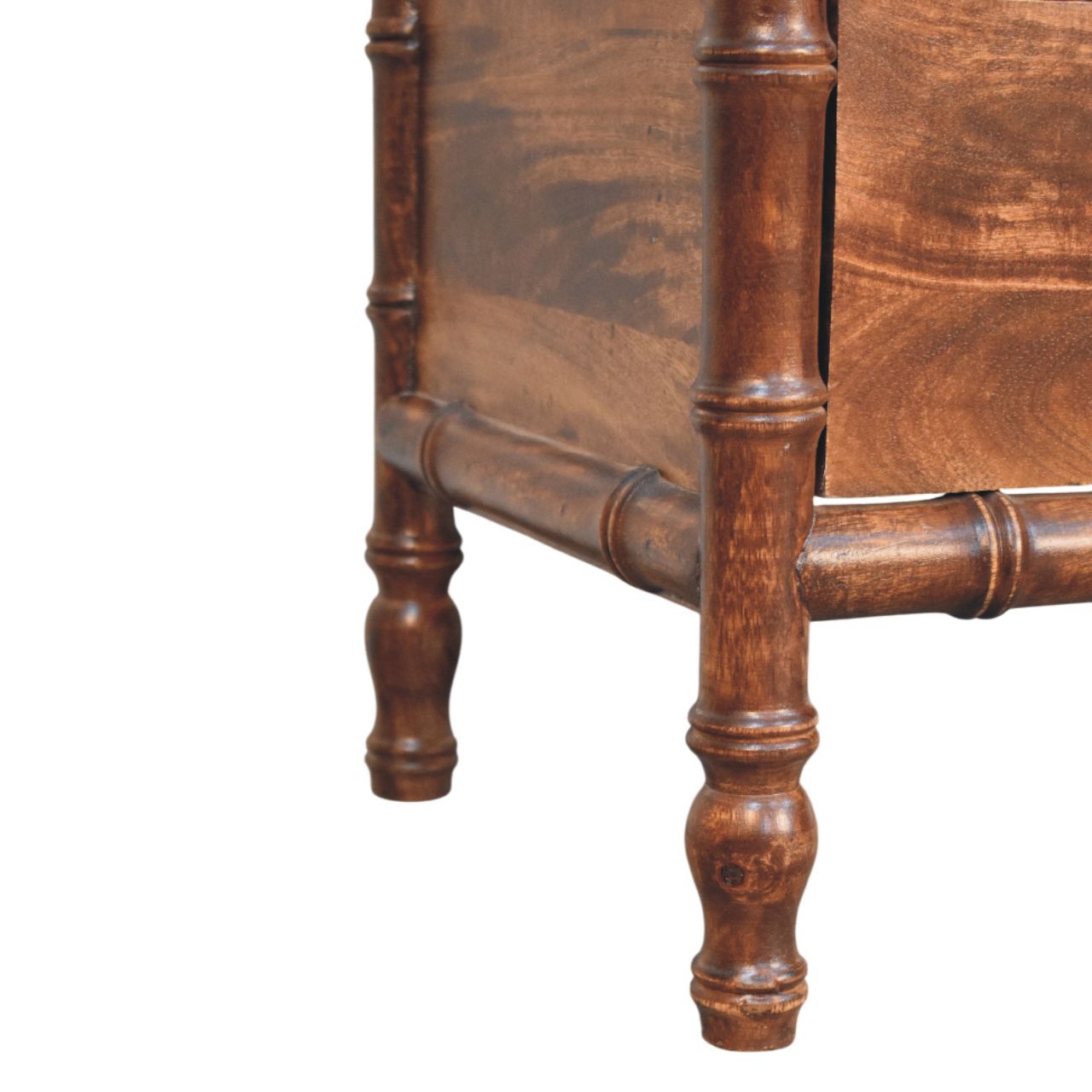 Bamboo Frame Nightstand in Roasted Almond - 2 Drawer with Turned Legs