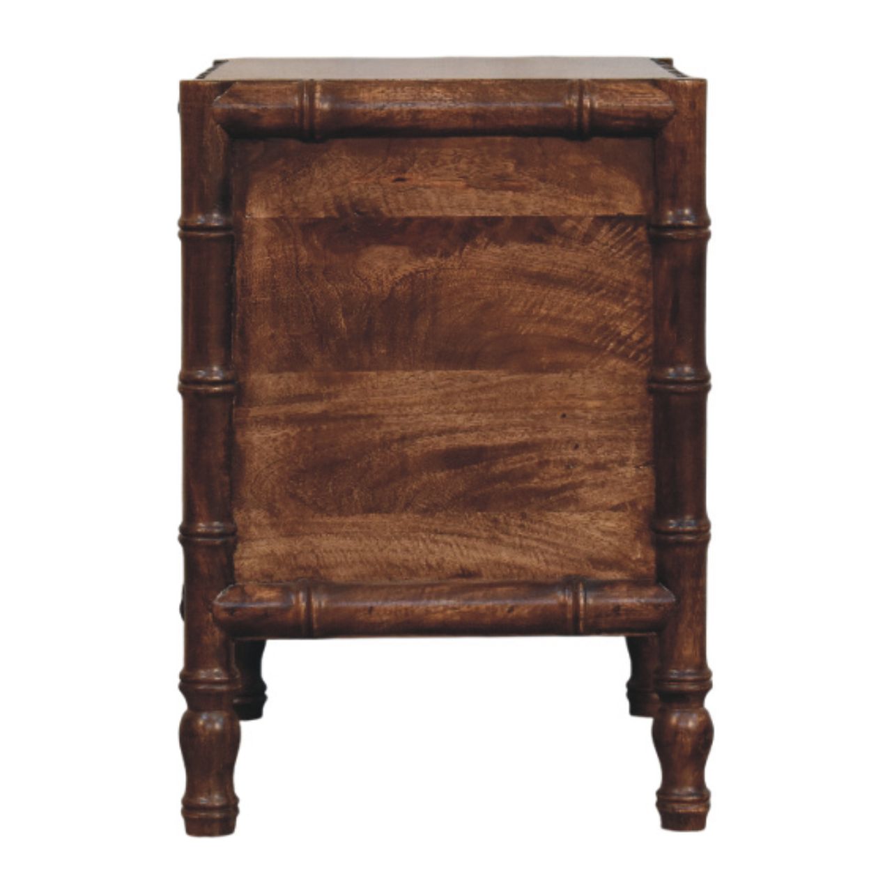 Bamboo Frame Nightstand in Roasted Almond - 2 Drawer with Turned Legs