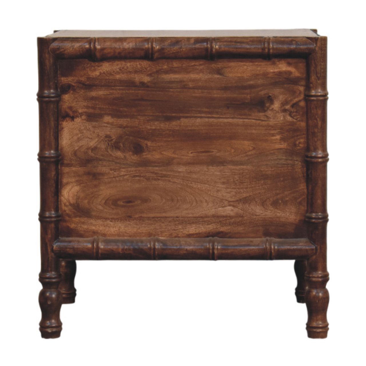 Bamboo Frame Nightstand in Roasted Almond - 2 Drawer with Turned Legs