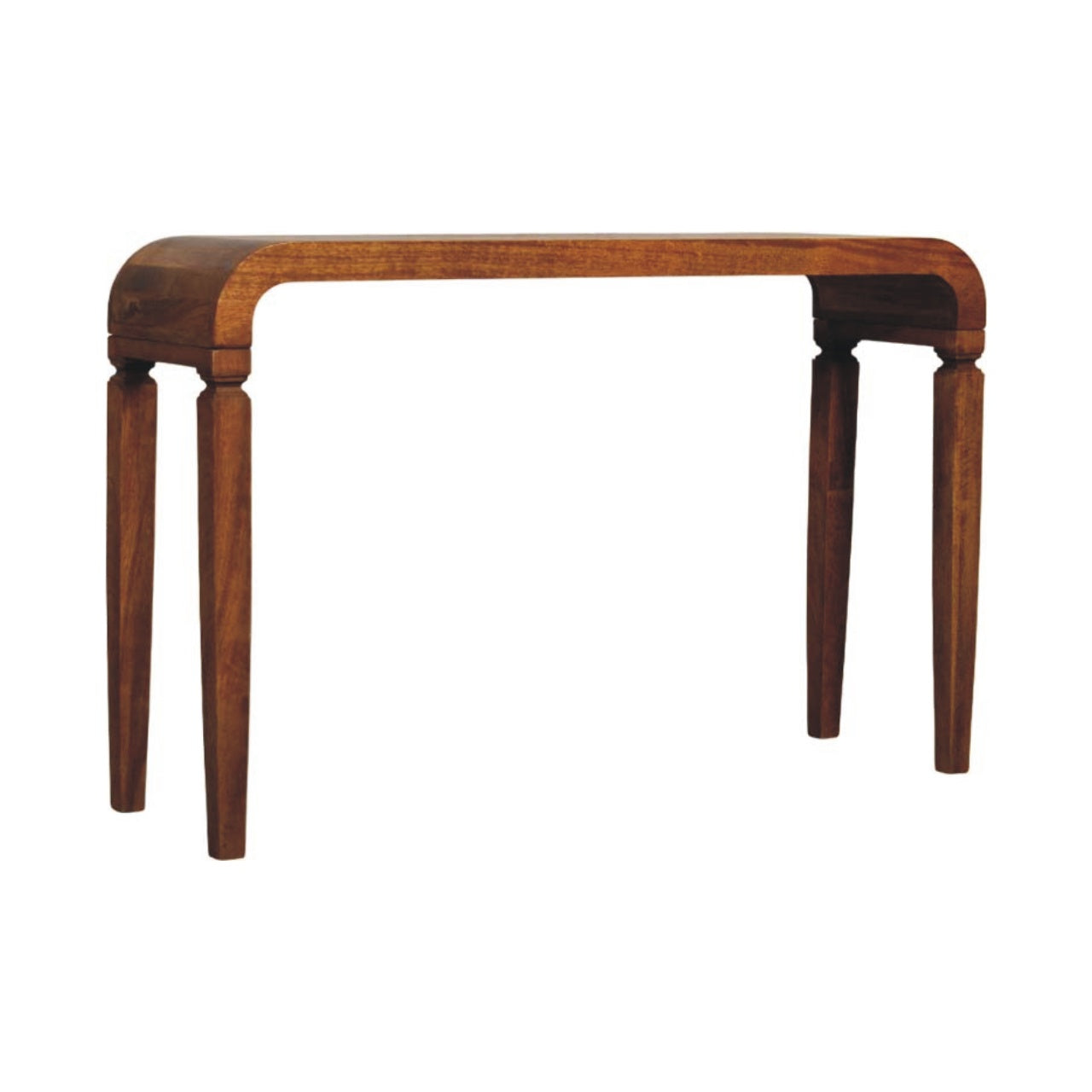 Arcus Console Table - Solid Mango Wood in Amber Oak Finish