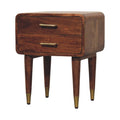 Astor 2-Drawer Nightstand in Roasted Almond – Solid Mango Wood with Brass Detailing