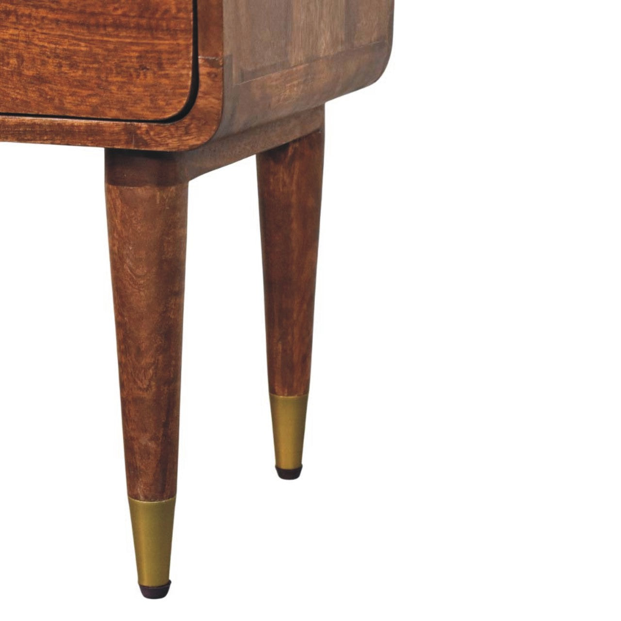 Astor 2-Drawer Nightstand in Roasted Almond – Solid Mango Wood with Brass Detailing
