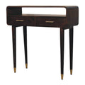 Apollo Loop Console Desk - Solid Mango Wood with Brass-Capped Legs