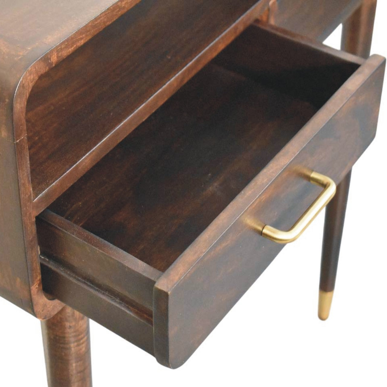 Apollo Loop Console Desk - Solid Mango Wood with Brass-Capped Legs