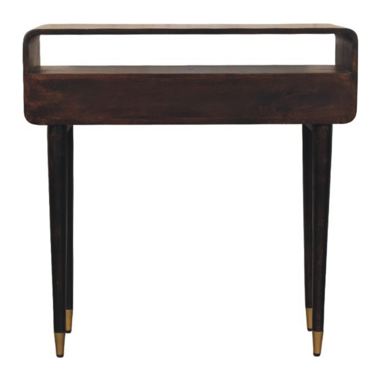 Apollo Loop Console Desk - Solid Mango Wood with Brass-Capped Legs