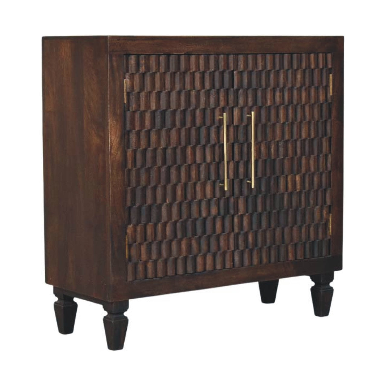 Vesta Textured Cabinet - Hand-Carved Solid Wood Sideboard in Velvet Mocha Finish