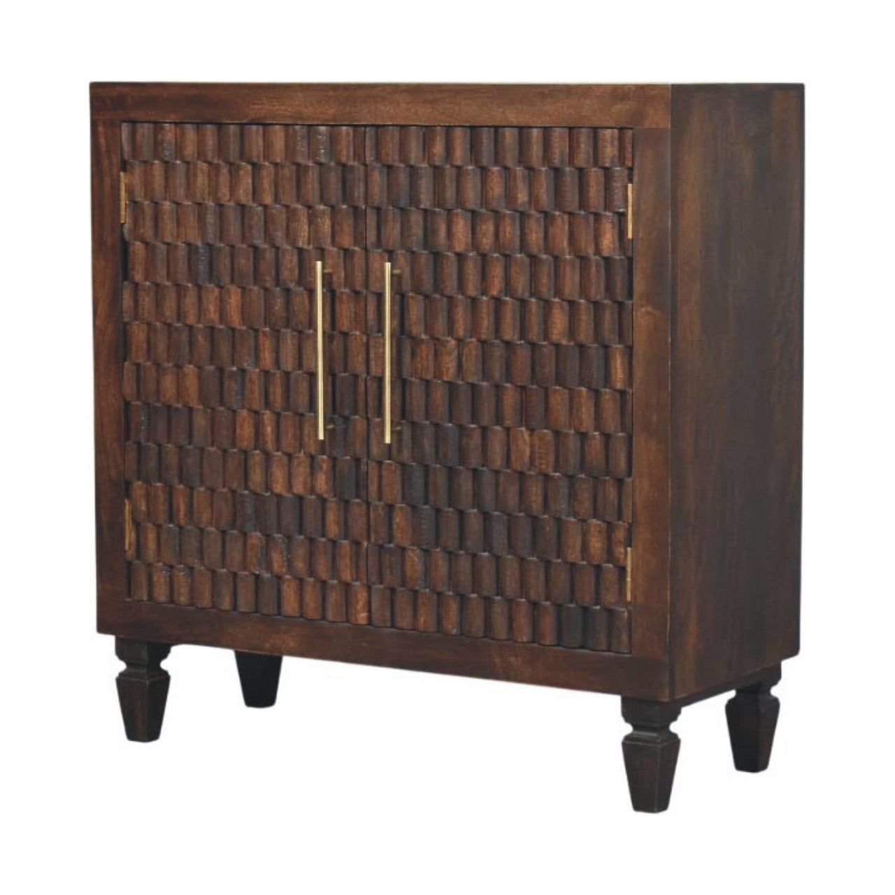 Vesta Textured Cabinet - Hand-Carved Solid Wood Sideboard in Velvet Mocha Finish