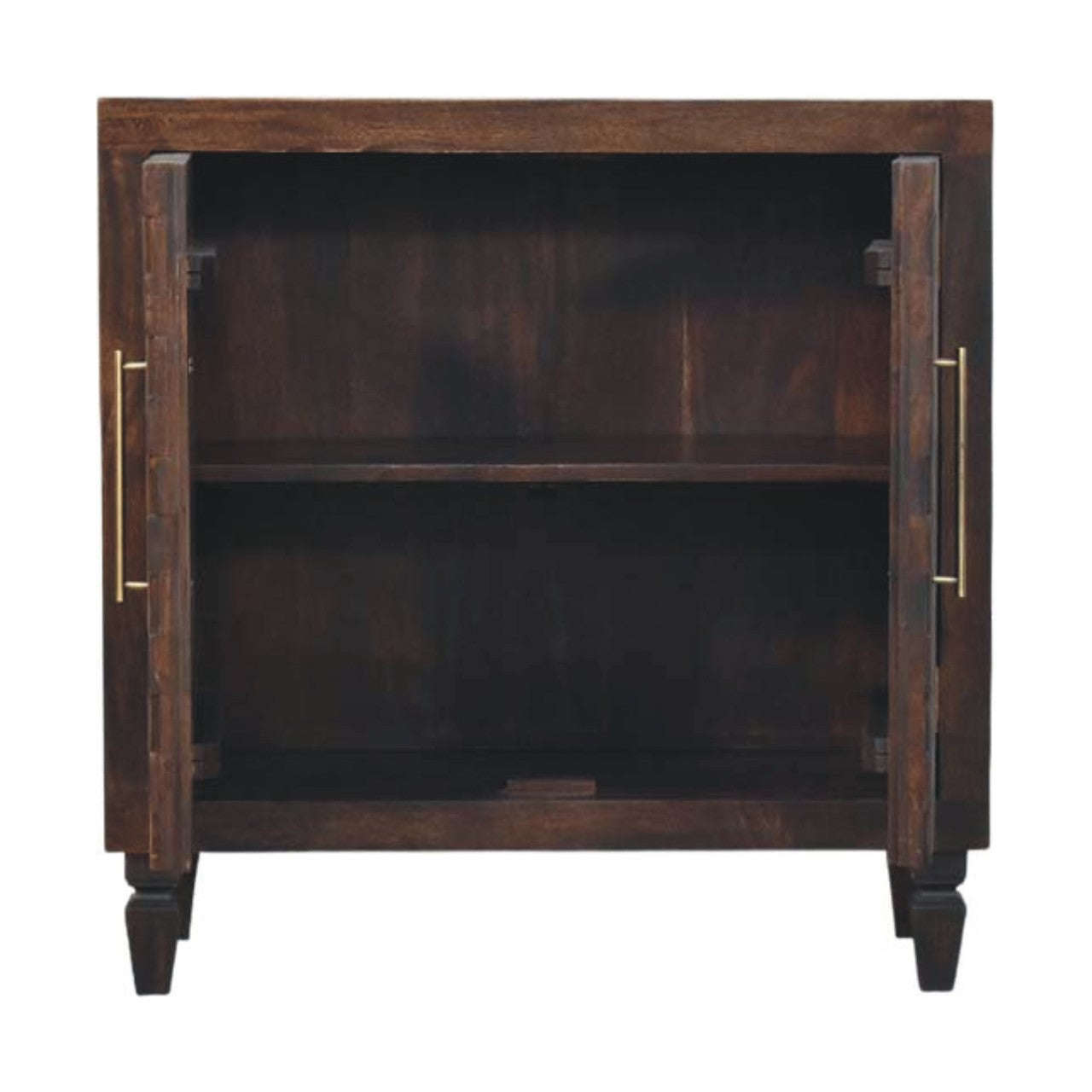 Vesta Textured Cabinet - Hand-Carved Solid Wood Sideboard in Velvet Mocha Finish