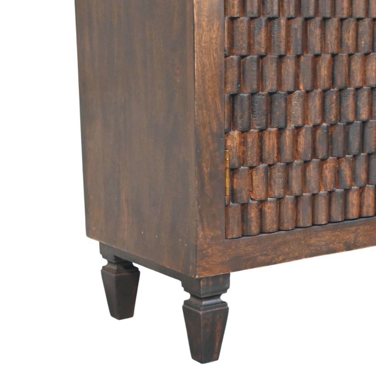 Vesta Textured Cabinet - Hand-Carved Solid Wood Sideboard in Velvet Mocha Finish