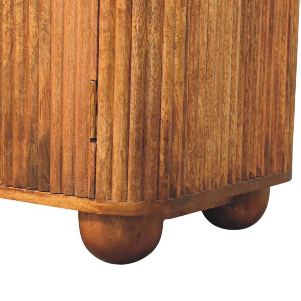 Solis Fluted Mini Sideboard - Solid Mango Wood Cabinet in Amber Oak Finish