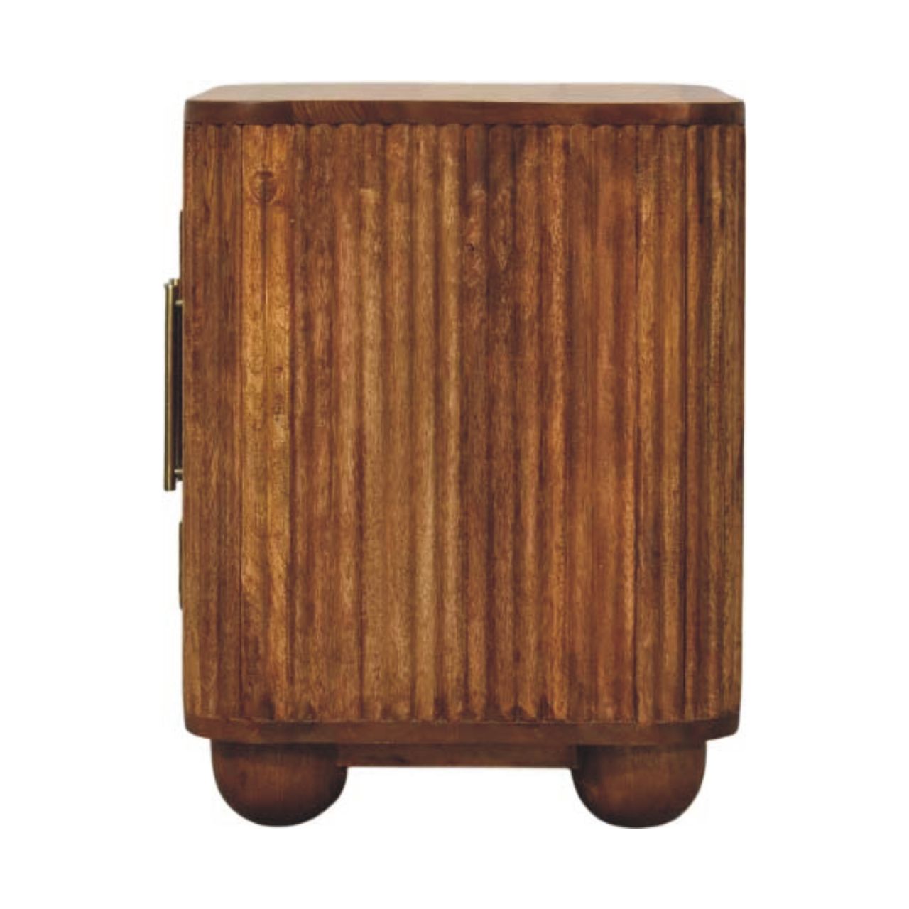 Solis Fluted Mini Sideboard - Solid Mango Wood Cabinet in Amber Oak Finish