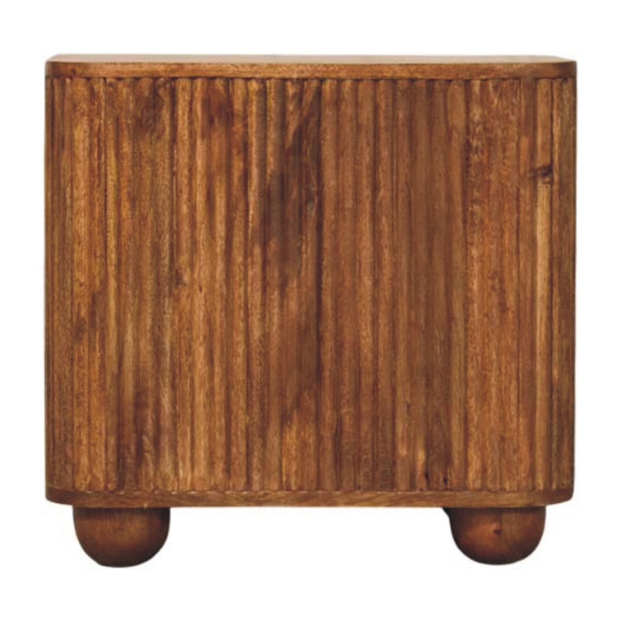 Solis Fluted Mini Sideboard - Solid Mango Wood Cabinet in Amber Oak Finish