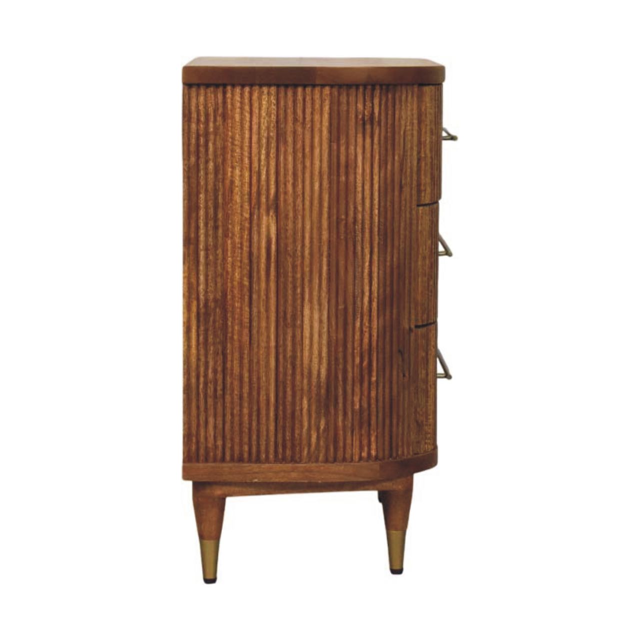 Emerson Ribbed 3-Drawer Chest -  Amber Oak & Solid Mango Wood Dresser