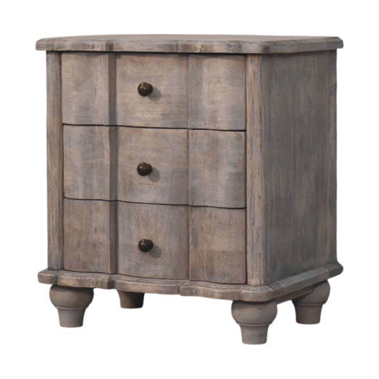 Beaumont Curved Nightstand -  French Country 3-Drawer Bedside Table from Solid Wood