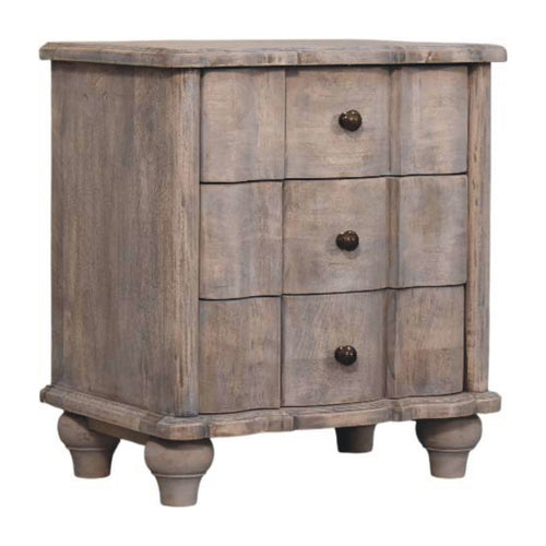 Beaumont Curved Nightstand -  French Country 3-Drawer Bedside Table from Solid Wood