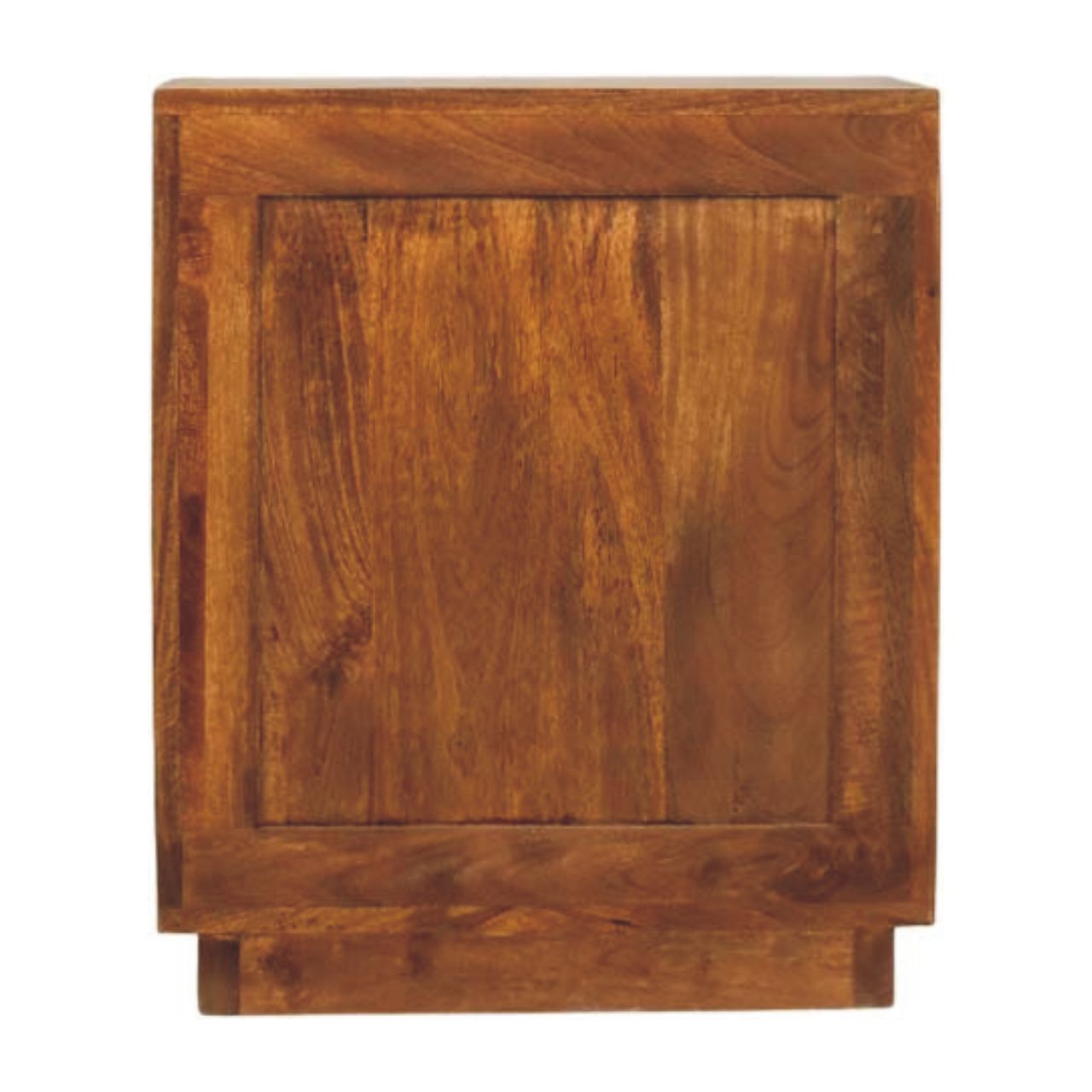 Amber Oak Curved Ribbed Bedside Cabinet – 1 Drawer & Cupboard Solid Mango Wood Nightstand