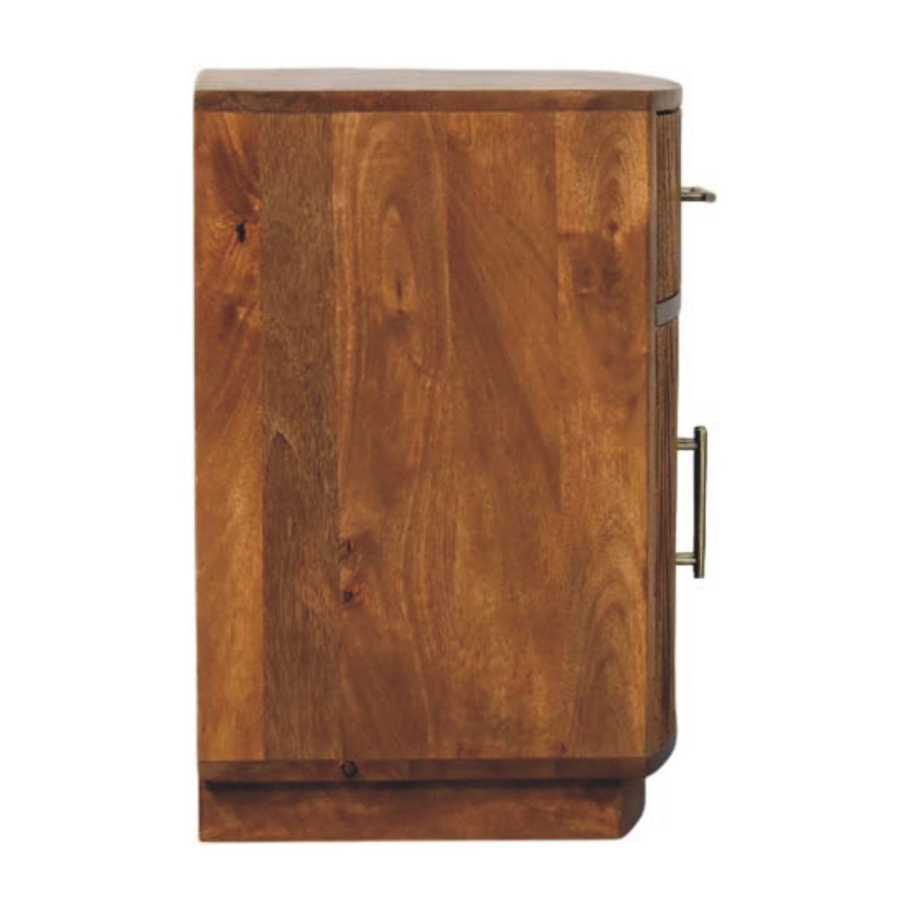 Amber Oak Curved Ribbed Bedside Cabinet – 1 Drawer & Cupboard Solid Mango Wood Nightstand