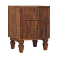 Louvre 2-Drawer Bedside Unit – Winewood Oak Solid Mango Wood Nightstand with Fluted Fronts