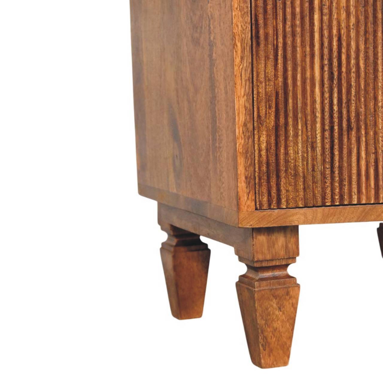 Louvre 2-Drawer Bedside Unit – Winewood Oak Solid Mango Wood Nightstand with Fluted Fronts