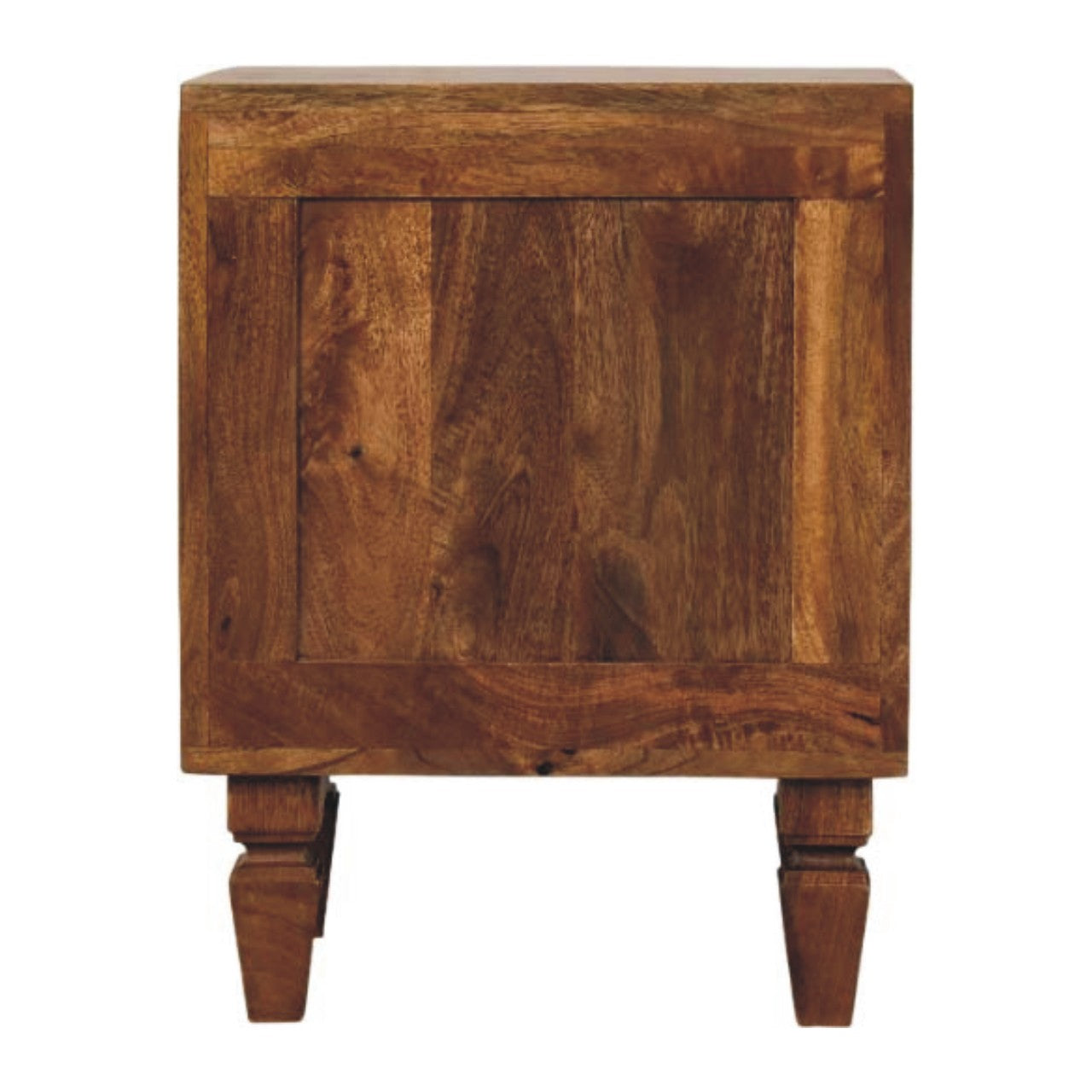 Louvre 2-Drawer Bedside Unit – Winewood Oak Solid Mango Wood Nightstand with Fluted Fronts