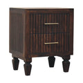 Belmont 2 Drawer Nightstand– Velvet Mocha Solid Mango Wood - Fluted Detail