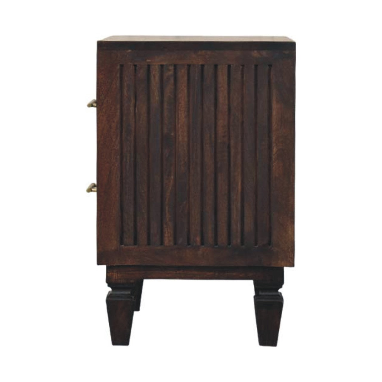 Belmont 2 Drawer Nightstand– Velvet Mocha Solid Mango Wood - Fluted Detail