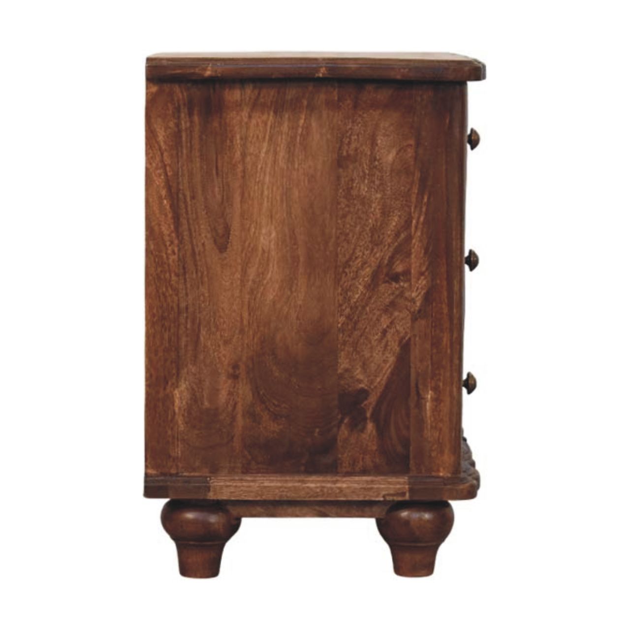 Valencia 3-Drawer Bedside Table | Solid Mango Wood, Roasted Almond