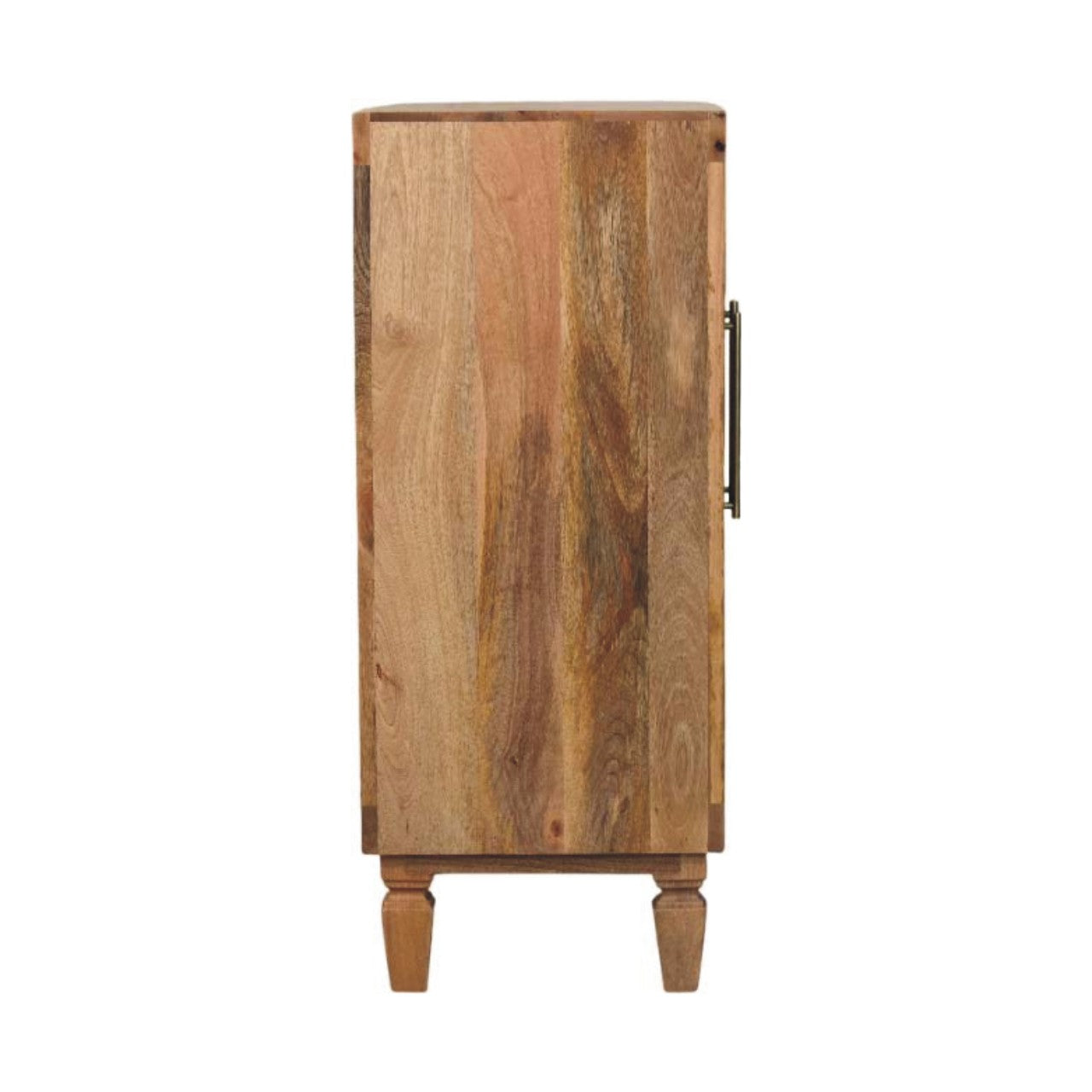 Cadiz Carved Block Cabinet – Golden Teak Solid Mango Wood Sideboard with Geometric Facade