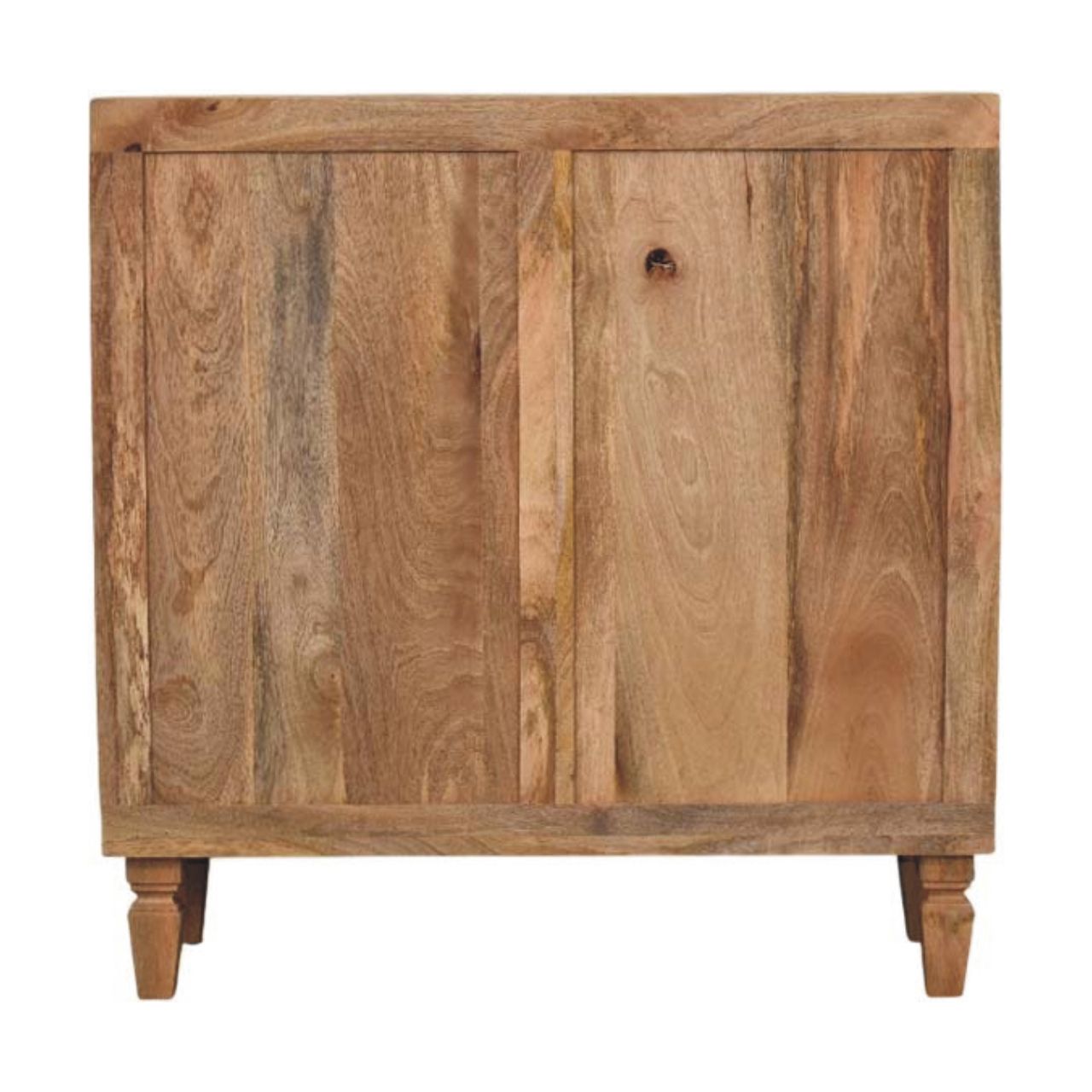 Cadiz Carved Block Cabinet – Golden Teak Solid Mango Wood Sideboard with Geometric Facade