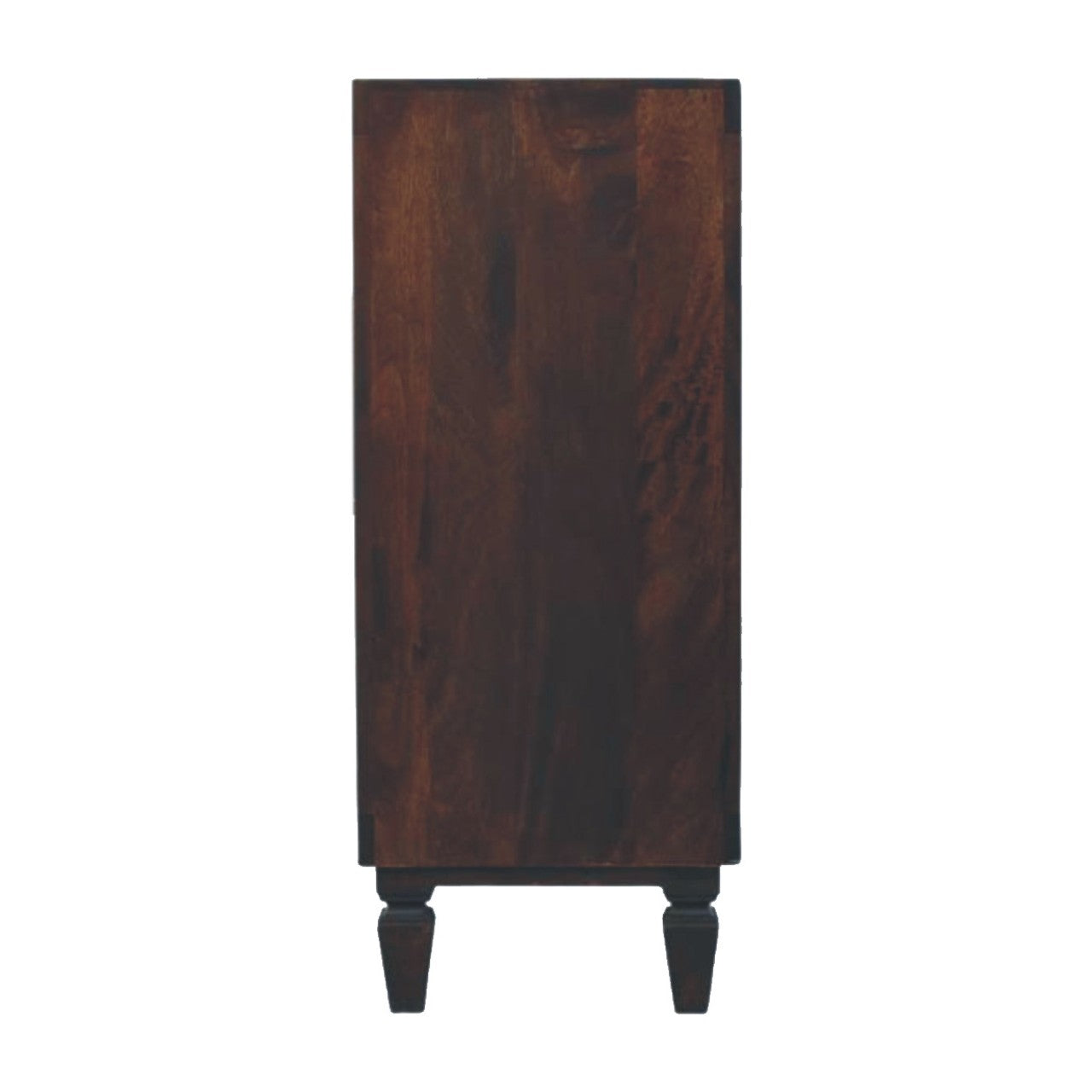 Cadiz Carved Drawer Chest – Velvet Mocha Solid Mango Wood Dresser with Geometric Facade
