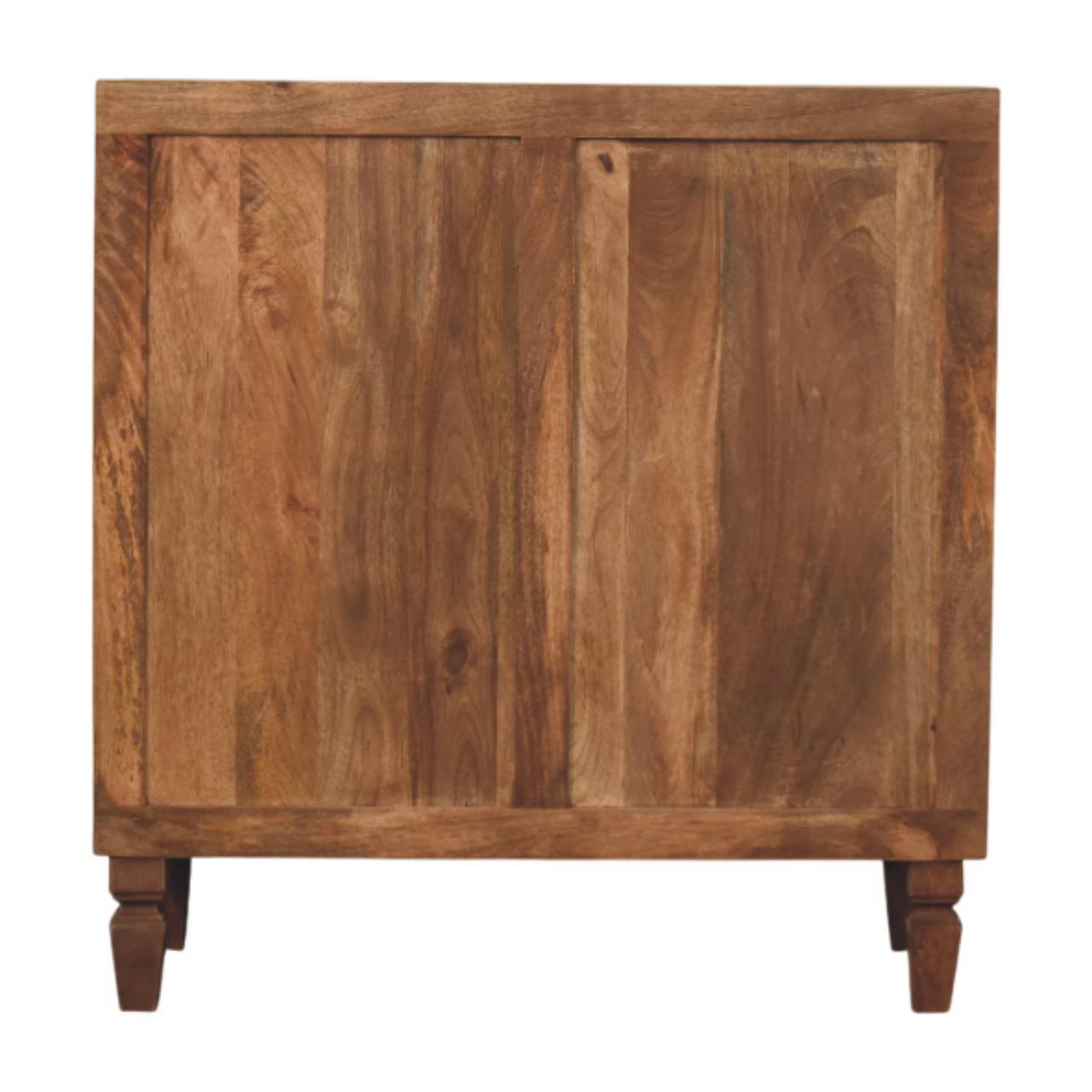 Luxury block-carved Solid Wood Chest of Drawers - 3 Drawers with Golden Bar. Arno Chest