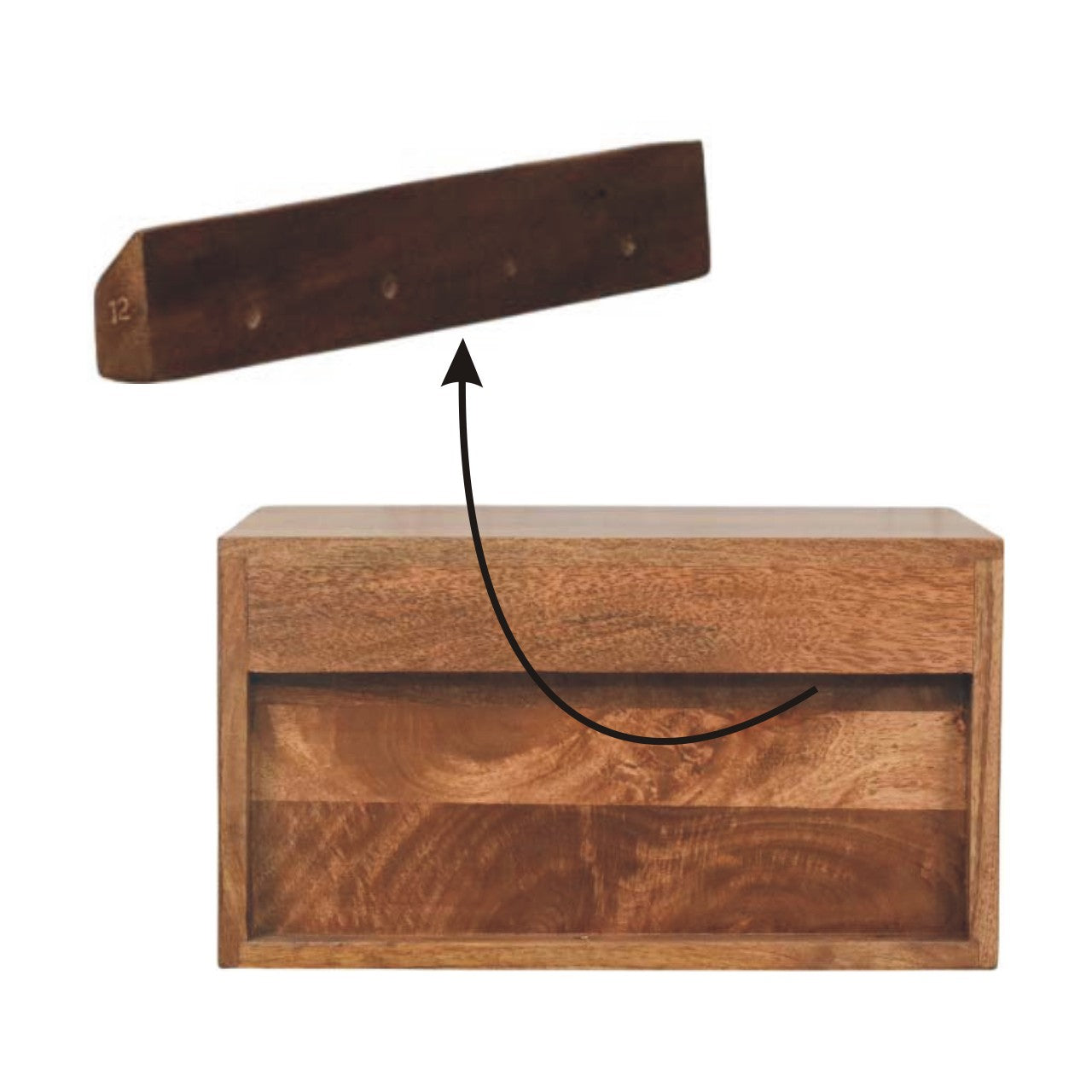 Cadiz Carved Slot-Drawer Bedside – Golden Teak Solid Mango Wood Nightstand with Geometric Front