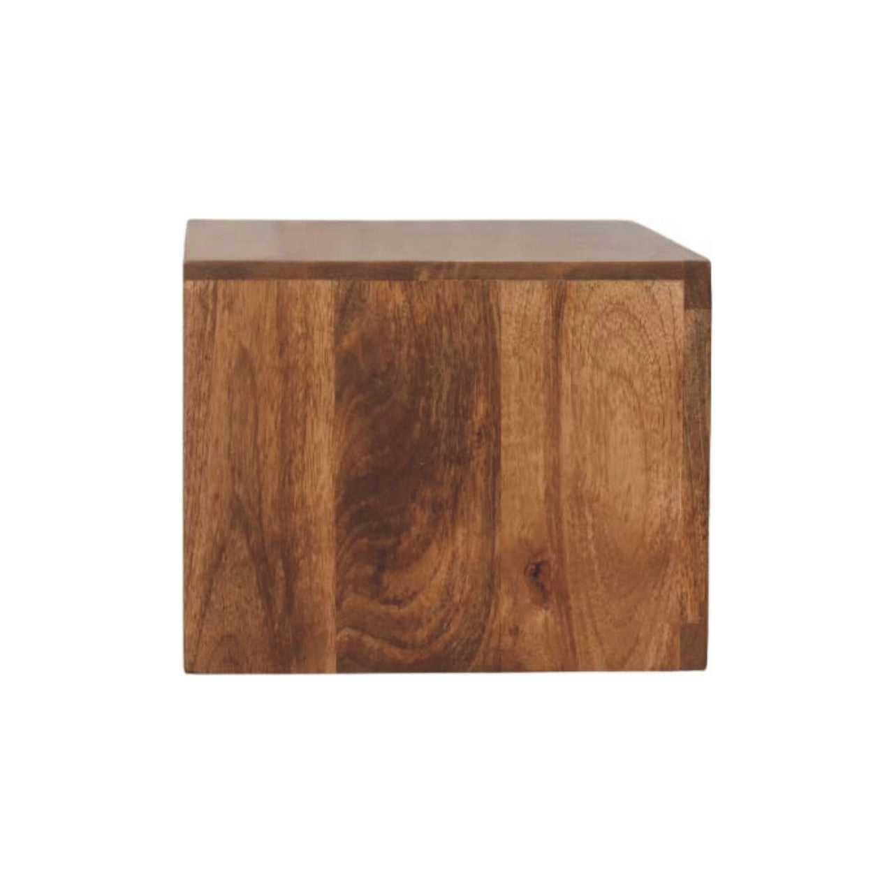 Cadiz Carved Slot-Drawer Bedside – Golden Teak Solid Mango Wood Nightstand with Geometric Front