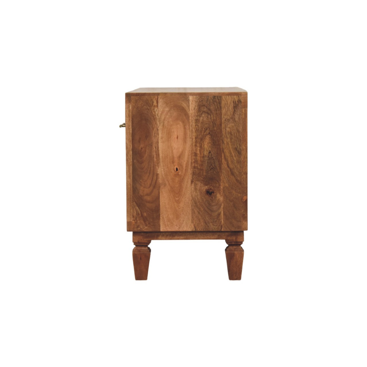 Cadiz Shoe Storage Unit in Golden Teak - Handmade Solid Wood 2 Drawer and Open Shelf Storage