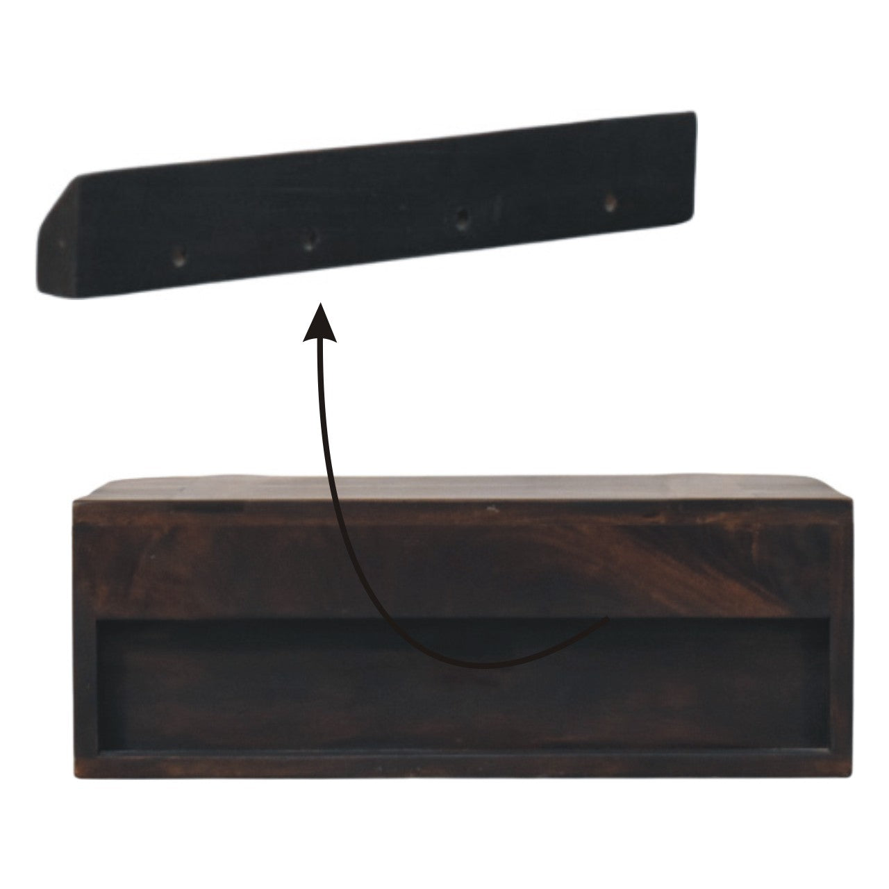 Rattan Curve Wall-Mounted Drawer – Solid Wood Floating Nightstand with Brass Handle