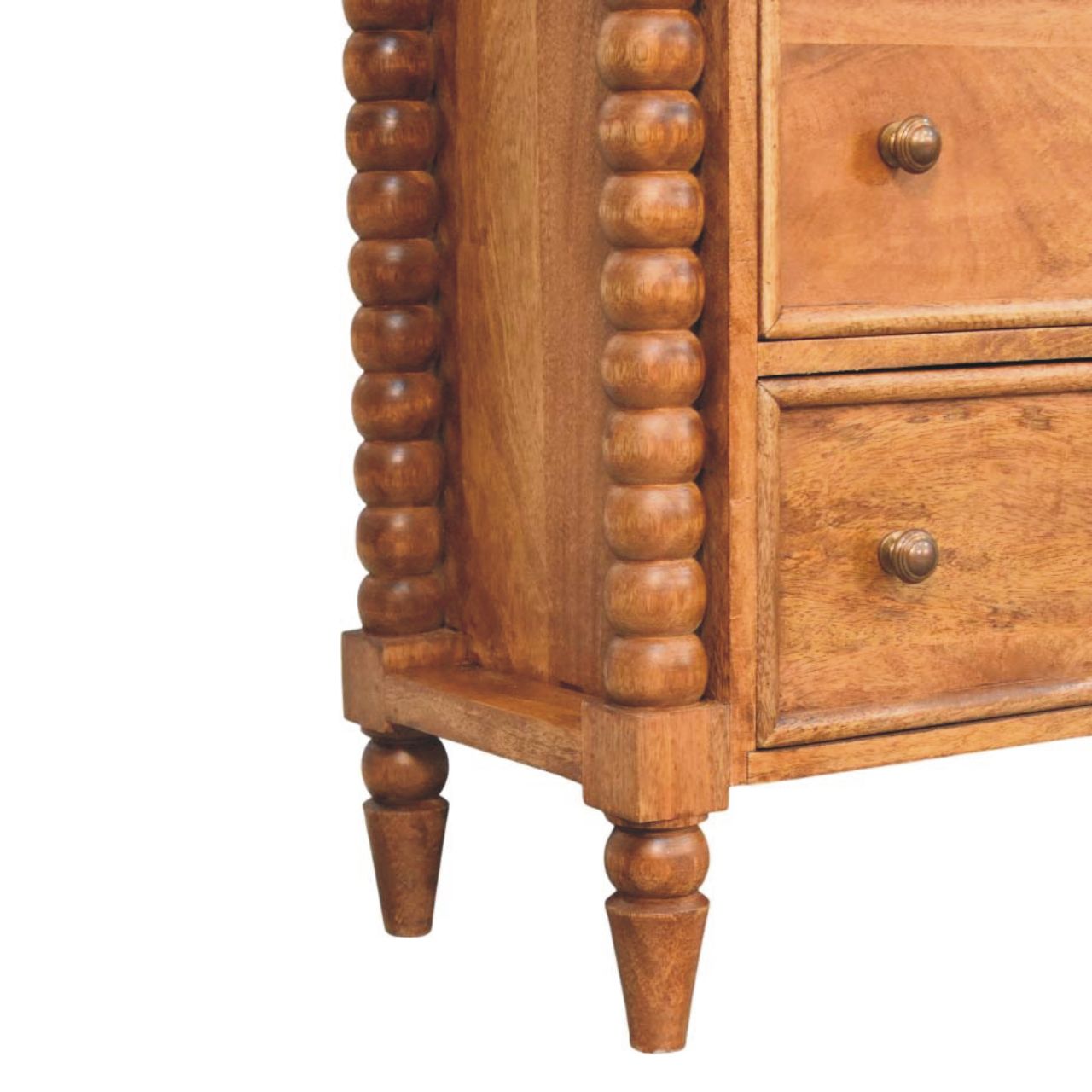 Spindle 3 Drawer Chest in Solid Mango Wood - Handmade Vintage Elegance