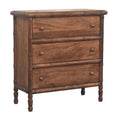 Solid Wood 3-Drawer Chest - Handmade Bamboo Carved Storage