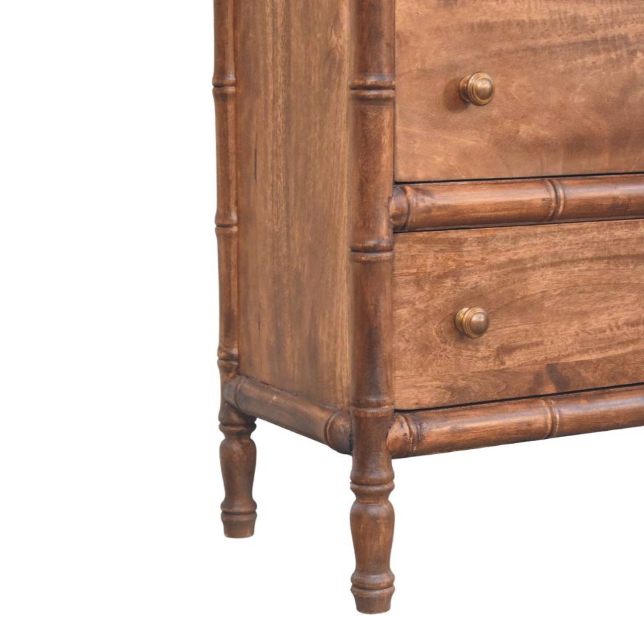 Solid Wood 3-Drawer Chest - Handmade Bamboo Carved Storage