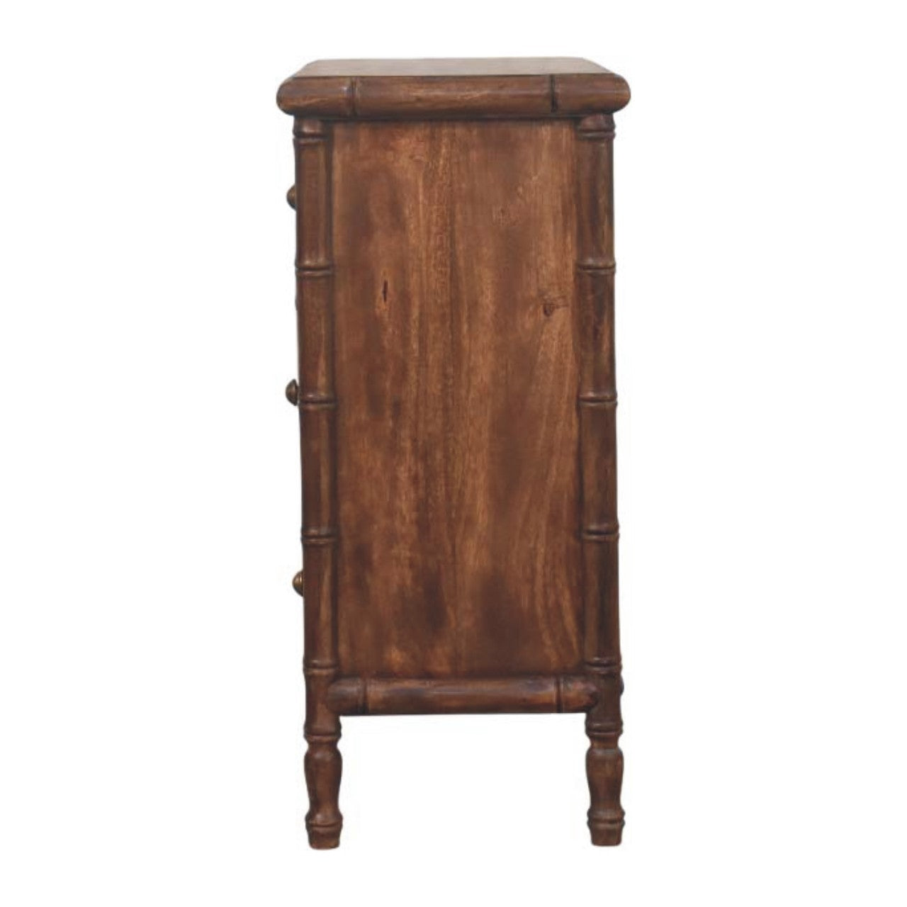 Solid Wood 3-Drawer Chest - Handmade Bamboo Carved Storage