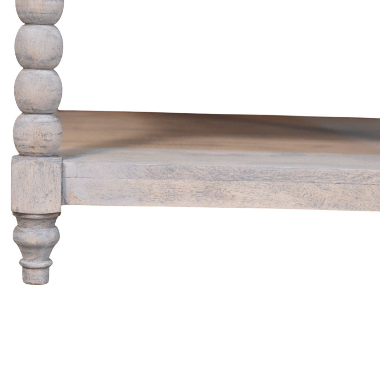 Spindle Acid Wash Coffee Table – 80cm Square Solid Mango Wood Centre Table with Carved Legs