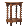 Barley Twist Round Side Table - Elegant Solid Wood Table with Shelf