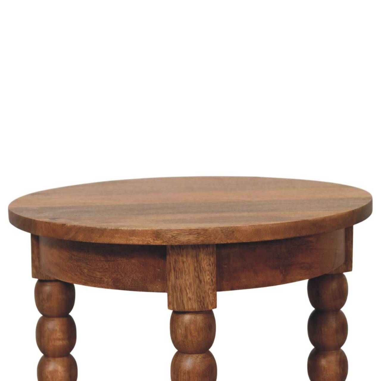Barley Twist Round Side Table - Elegant Solid Wood Table with Shelf